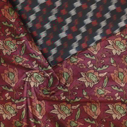 Vermilion springs Satin Linen unstitch suit set