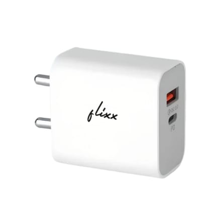 Flixx 30W QCPD 3.0 Dual Port Wall Charger for Ultra Fast Charging-White