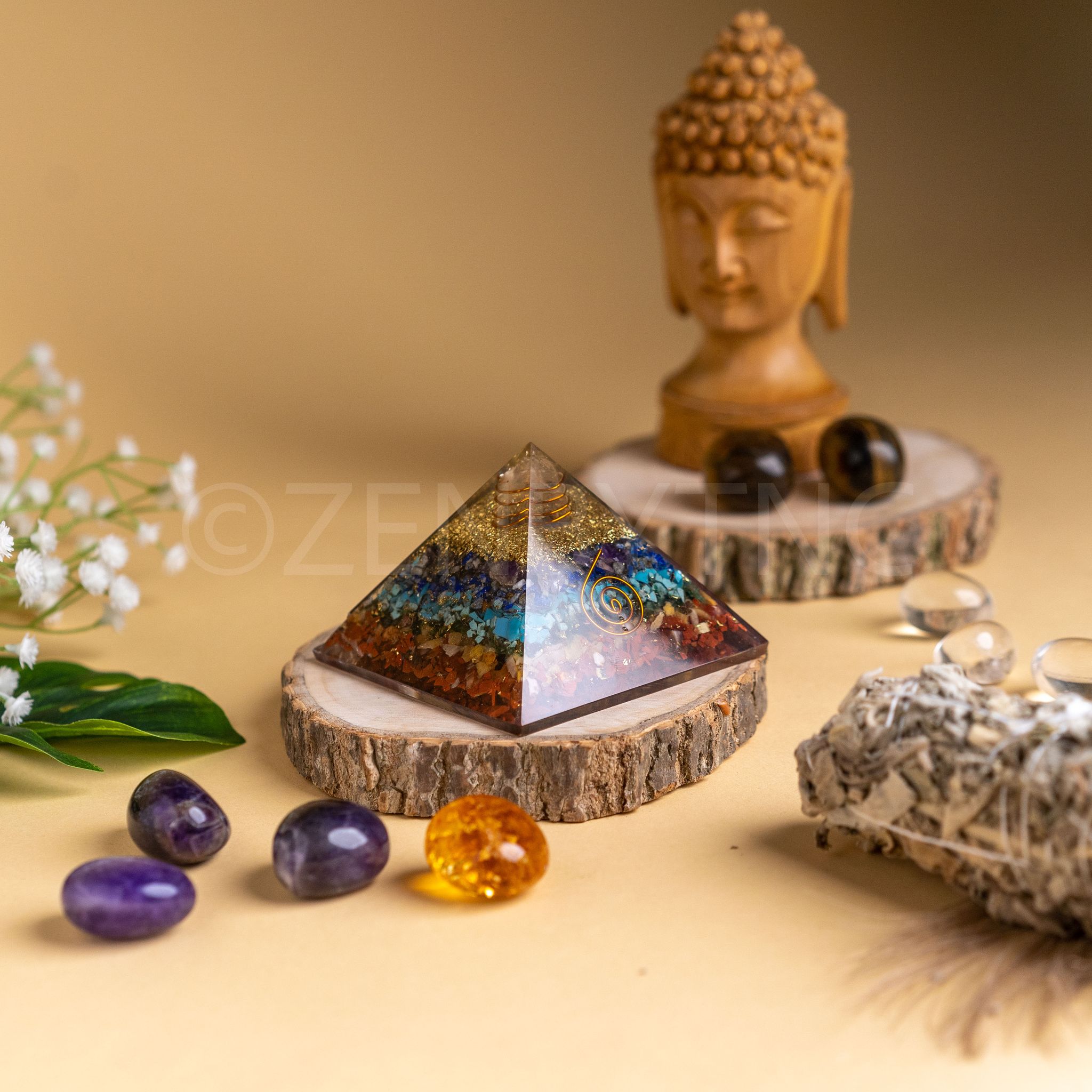 Zen Seven Chakra Orgonite Pyramid For Overall Wellbeing