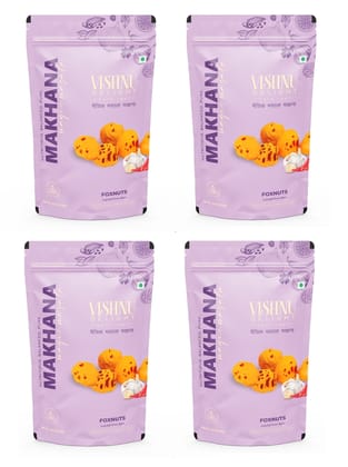 Vishnu Delight Organic Roasted Makhana, Magic Masala Flavor, 4 Packs of 60g Each - Crunchy, Deliciously, and  Full of Flavorful Indian Spices