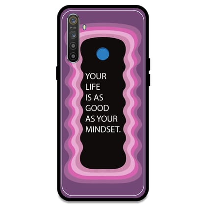 'Your Life Is As Good As Your Mindset' - Pink Glossy Metal Silicone Case For Realme Models-Realme 5
