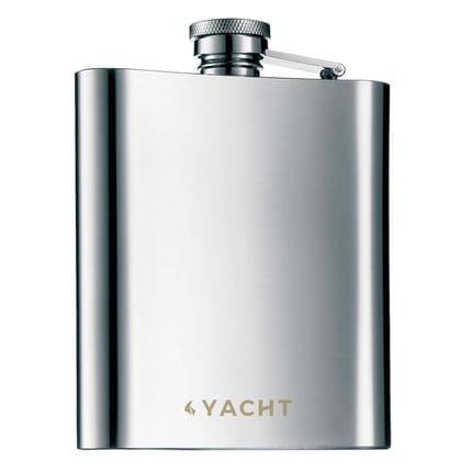 Yacht Stainless Steel Hip Flask for Liquor Wine Whiskey Vodka, Tipsy, Silver, 236 ML (08 OZ)