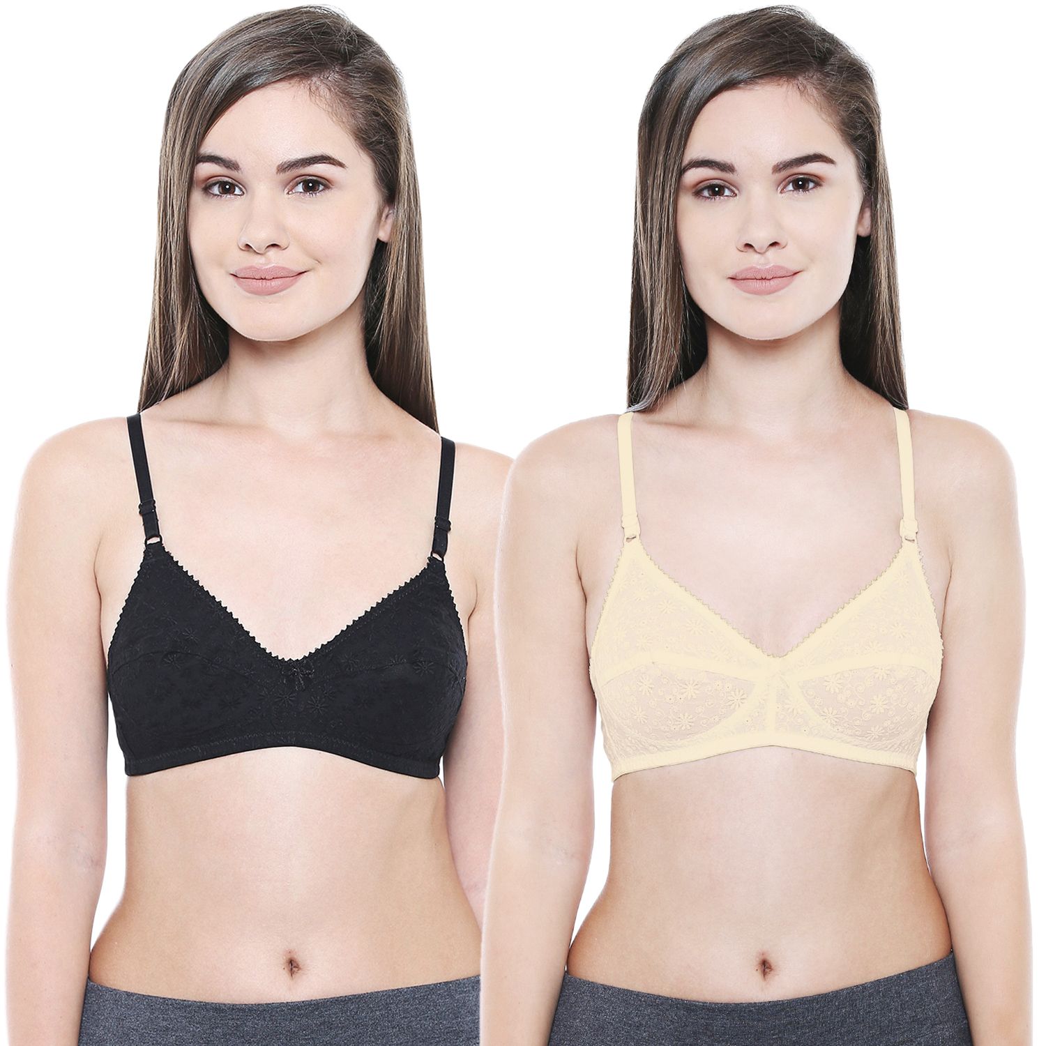 Bodycare Women Cotton Full Coverage Non Padded Regular Bra Pack - 2 E5509BS