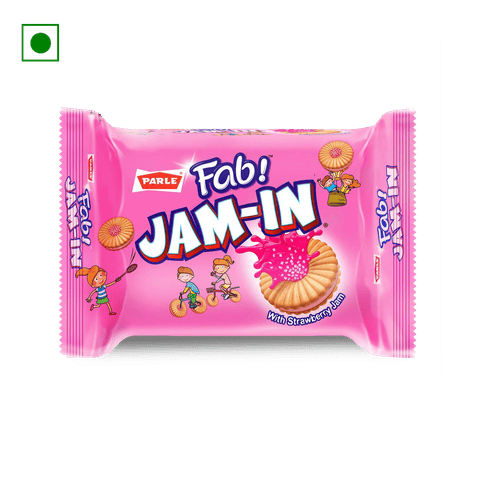 Parle Fab Jam In Strawberry Flavoured Jam Biscuits, 150 gm Pack
