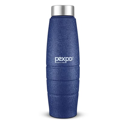 Pexpo Stainless Steel Fridge Water Bottle, 1L, Blue, Duro | Eco-Friendly Water Bottle with 3X Powder Coating