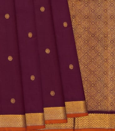 Maroon Handloom Kanchipuram Silk Saree With Kamalam Butta-Maroon-Maroon