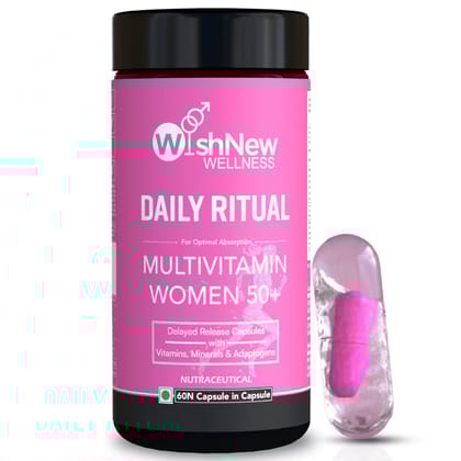 WishNew Wellness Daily Ritual Women's 50+ Multivitamin | Comprehensive Nutrient Blend for Menopause, Skin & Joint Health | 60 Delayed Release Oil Capsules for Optimal Absorption & Wellbeing