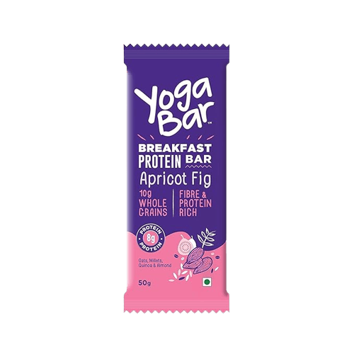Yogabar Apricot Fig Breakfast Protein Bar With Oats, Millets, Quinoa & Almond 