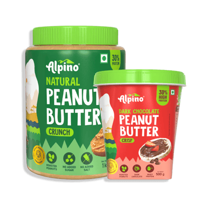 Peanut Butter Combo - Natural Crunch 1kg & High Protein Dark Chocolate Crisp 500g - Value Pack