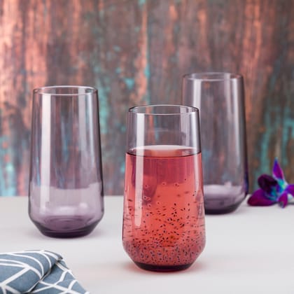 Pasabahce Allegra Purple Glass, Transparent 470 ml in Set of 6 Pcs, Perfect fit for Water/Juice.