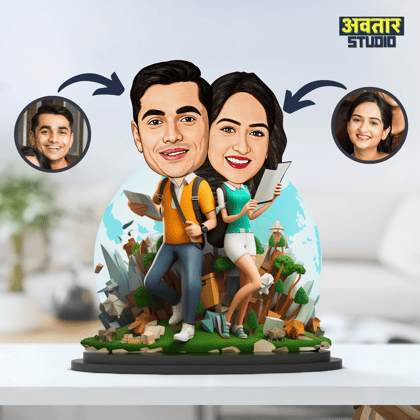 Avatar Studio Personalized Gift for Friends, Sister, Brother, BFF, Girlfriend, Boyfriend Character Caricature Photo Frame Unique Design Customized Gift for Friends & Family (Couple 7)