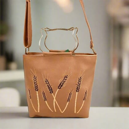Sling Bag For Women | Premium PU Leather Cross Body Bag | Latest Trendy Shoulder Bags | Stylish Ladies Purse Hand Bag - For Woman, Girls, Parties, Office & Gifts - Brown-Pink