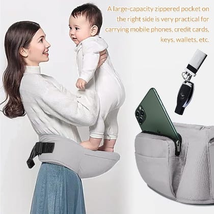 Ji and Ja Baby Infant Hip Seat Carrier Kids Waist Seat Stool Carrier Convinient Baby Front Carrier with Large Storage Pockets
