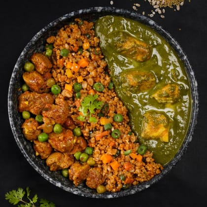 Palak Chicken, Soya Matar & Millet Pulao