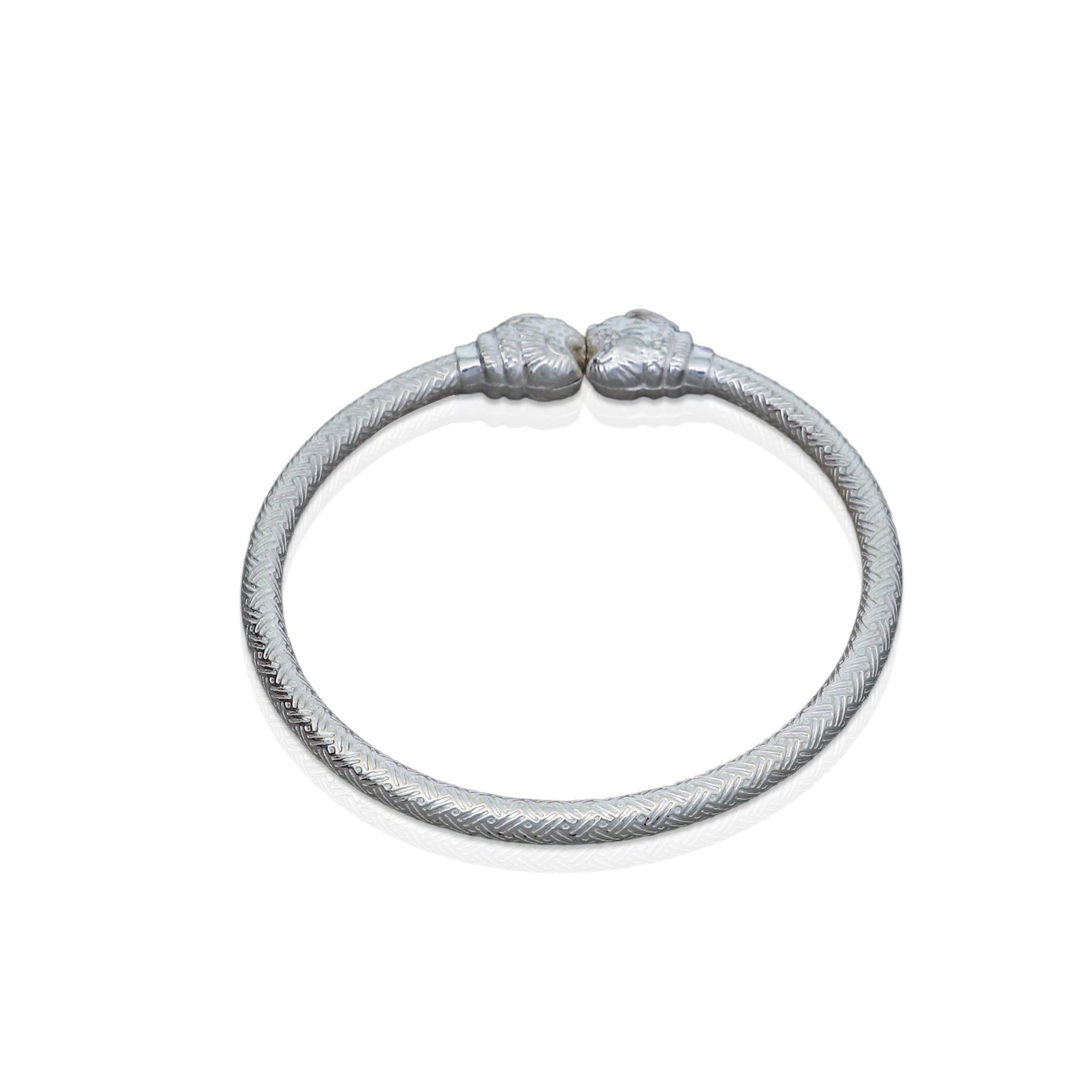 925 sterling silver handmade fabulous lion face stylish kada bangle bracelet tribal jewelry nsk853-2-4 or 2.25"