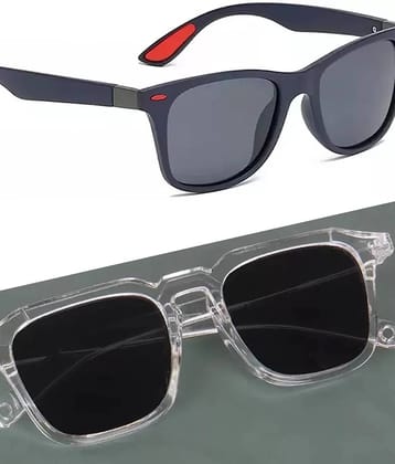 Elligator Multicolor Rectangular Sunglasses ( Pack of 2 ) - Medium