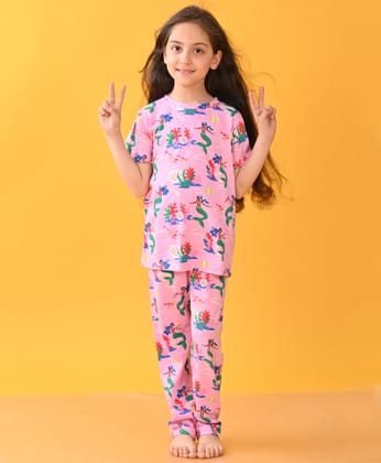 MERMAID PINK SHORT SLEEVE PYJAMA SET - PINK-6-12 MONTHS / 2N / PINK