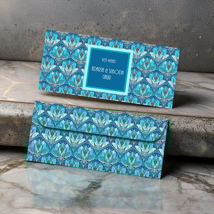 Personalised Money Envelopes - Blue Lotus Theme - Set of 20