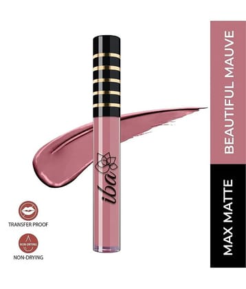 Iba Maxx Matte Liquid Lipstick Beautiful Mauve, 2.6 ml , Transfer Proof , Non Drying, (Pack of 1)