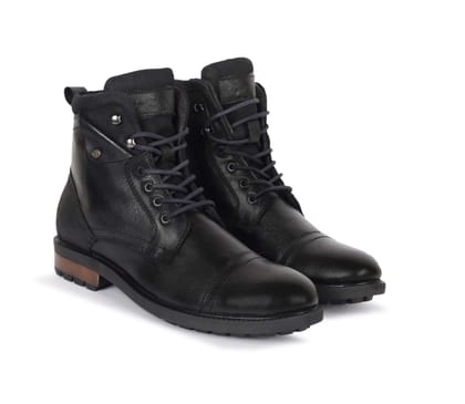 AMBLIN SHOE  Boots for Mens High Ankle Boots Leather Boots for Men Winter Biker Boots Black 9 - 9