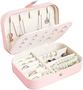 KATHIYAWADI PU Leather Small Jewelry Box, Travel Portable Jewelry Case for Ring, Pendant, Earring, Necklace, Bracelet Organizer Storage Holder Boxes (Jewelry Box big)