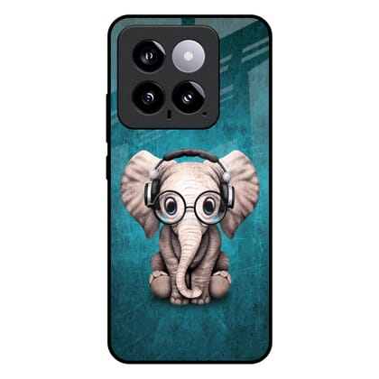 Adorable Baby Elephant Glass Case For Mi 14
