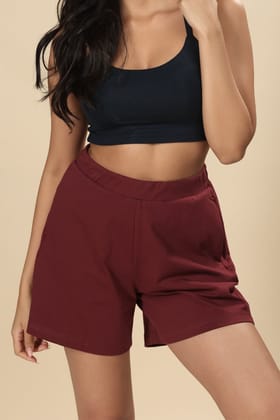 Women’s Organic Cotton Lounge Shorts – High-Waist with Utility Pocket (280 GSM)-XS