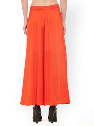 Women Orange Flared Solid Palazzos