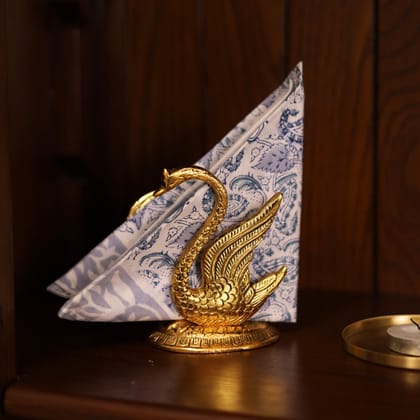 Elegant Swan Tissue Holder | Decorative Napkin Dispenser for Home & Office | Golden-Gold
