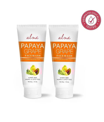 Alna Papaya Grape Face Wash 75ml For All Skin Type , Pack of 2