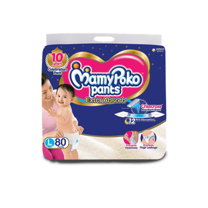 MamyPoko Pants Extra Absorb Diaper Pants - Large, 62 Pcs Pack