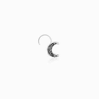 Oxidised Silver Crescent Moon Nose Pin