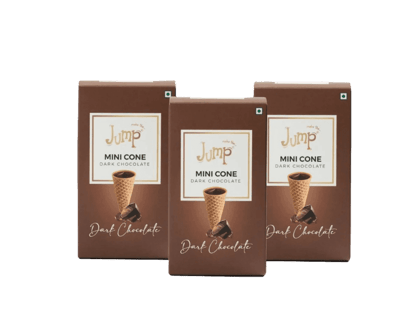 Make The Jump Mini cones- Dark chocolate Filled Cones | DarkChocolate Flavour | 100% Eggless