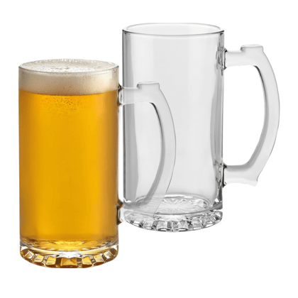 Beer Mugs Set, Glass Mugs With Handle 500 ml, Large Beer Glasses - Set of 2