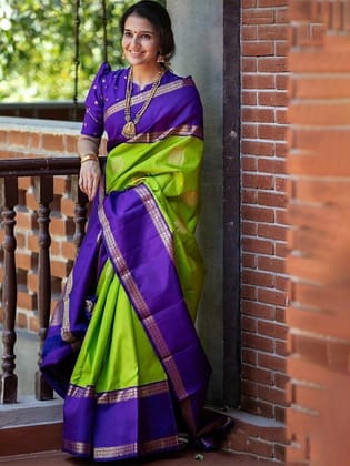 Ethnic Motifs Woven Design Zari Banarasi Saree
