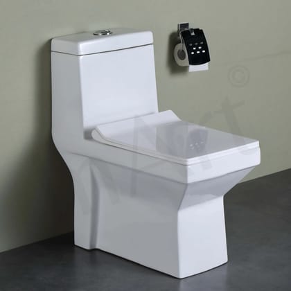 InArt Ceramic P-Trap Floor Mounted European Water Closet | Contemporary Western Toilet | 67x37x74 cm | White OPT050