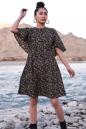 Okhai 'Carefree' Hand Block Printed Cotton Dress-XS