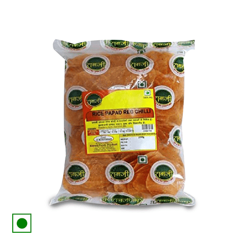 Ramji Rice Papad - Red Chilli, 200 gm Pouch