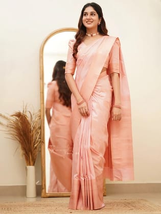 Ethnic Motifs Woven Design Zari Banarasi Saree