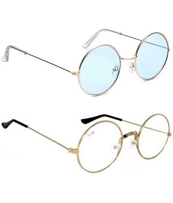Elligator Gold Round Sunglasses ( Pack of 2 ) - Medium