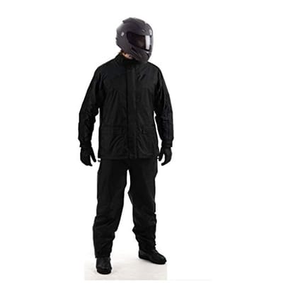Manpasand Unisex Polyester Waterproof Rain Suit (Black, 2X-Large)