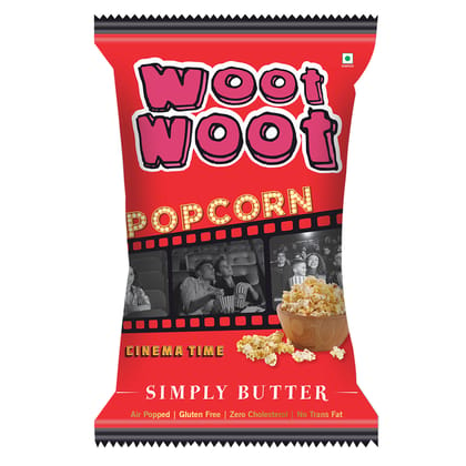 Woot Woot Popcorn Simply Butter - 70 gm, Pack of 6