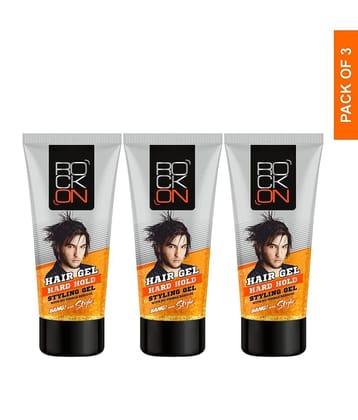 Rock On Hair Gel Strong Hard Hold Gels for Men for Wet Look & Shiny Styles 60g ( Pack of 3 )