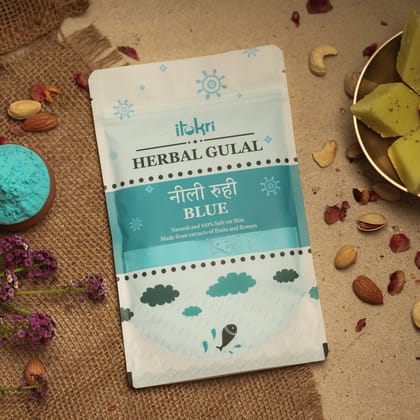 नीली रूही ~ Blue Organic and Herbal Holi Color / Gulal (100gm)-Pack of 6