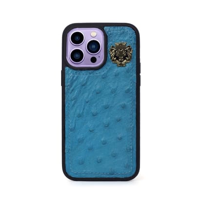 Apple iPhone Series Sky Blue Mobile Cover in Real Ostrich Leather-11