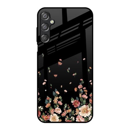 Floating Floral Print Glass Case for Samsung Galaxy F15 5G