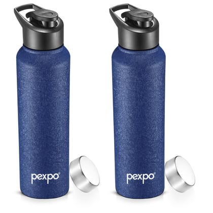 PEXPO Stainless Steel Sports/Fridge Water Bottle, 1000 ml, Blue, Chromo Xtreme with Sipper & Steel Cap | Eco-Friendly & Leak-Proof Water Bottle (Pack of 2)