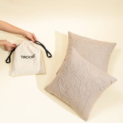 Botanical Brown Cushion Cover - Gift Set Of Two-16"x16"