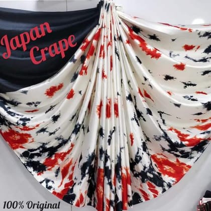 Black Colored Japan Crepe Silk Sari with Blouse - 5002