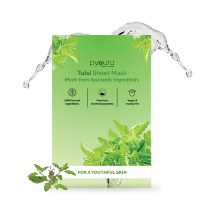 Tulsi Healing Sheet Mask <h4>Refreshes Skin, Manages Fine Lines<h4> <h6>  The serum in this sheet mask is made from 100% pure and stain free tulsi leaf extract that hydrates and helps manage fine